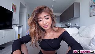 asian stepdaughter clara trinity begs for more cock in missionary.