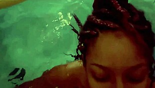 at the motel pool, getting a blowjob from the sexy black prostitute.