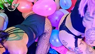 Friends Play With Balloons Together