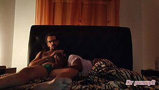 My ebony roommate invited me for a movie, but she deepthroats my big cock.