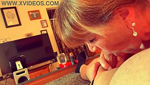 Granny Velma Dinkley gives a close-up blowjob in POV costume play