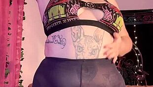 woman masturbates in black pantyhose to orgasm