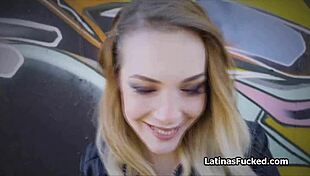 latina gf, man, she suckin cock outdoors on street, so hot