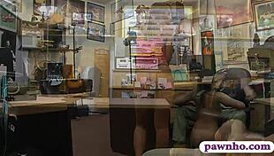 I saw this hot babe with glasses gettin fucked by the pawn guy