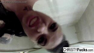 In the Makeup Room, Sexy Christy Mack Enjoys a Steamy Bath, Masturbating Her Pussy.