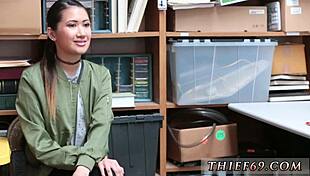 asian blowjob in police uniform during habitual theft talk