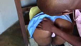 Ebony Teen Gets Nasty Creampie Under Study Room Table