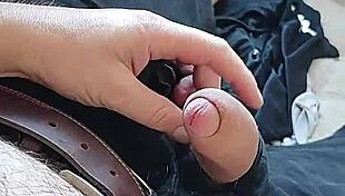 look at this close up of big dick and feet in homemade scene