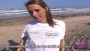 American college girls undress on a beach in Texas
