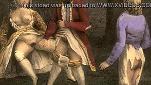 Vintage illustration captures antique cartoon scenes from retro era