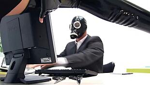 i love watching this chesty blonde in latex gag on a hard shaft until facial.