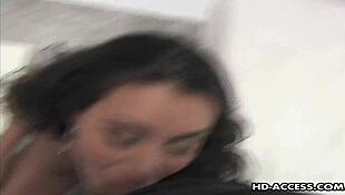 Dainty brunette with large boobs loves being screwed hard