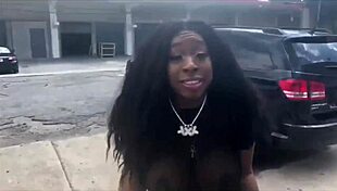 Ebony queen fucks in booth