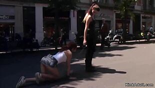 Redhead In Underwear Walked And Public Fucked!