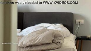 Housekeeper Flashes Big Tits During Work in Voyeur Downblouse Scene