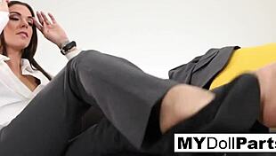 kayla jane, the sexy babe, turns herself on by stripping nude and trying on fetish lingerie, stockings, and outfits while touching her feet