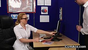 why is that flirty kitten swallowing all the cum on her face?