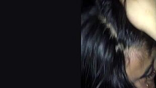 Brunette performs intense blowjob and receives cumshot in Tahiti.