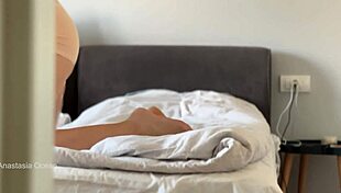 Housekeeper Flashes Big Tits During Work in Voyeur Downblouse Scene