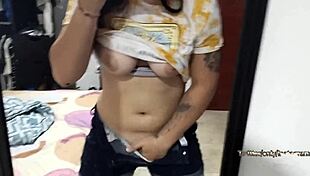 Skinny Amateur Masturbates In Front Of Mirror!