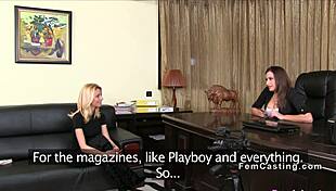 small tits blonde licks huge tits agent in office