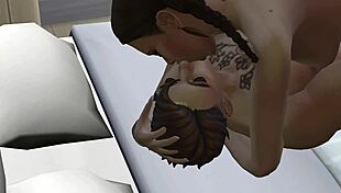 She sucks cock hard and licks pussy in intense sex.