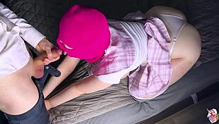 Busty babe in stockings sucks dick and feels cum in her tight pussy