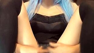 Mysterious Blue-Haired Crossdressing Girl Masturbates In Private Video