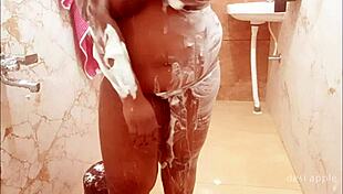 Bengali wife takes a steamy bath, showing off her big tits!