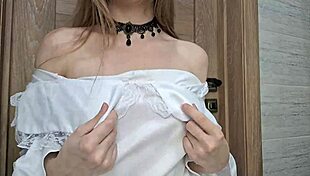 doll in a delicate dress and stockings gets detailed attention