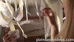 blonde teen 18+ slut fucking two big cocks in anal threesome