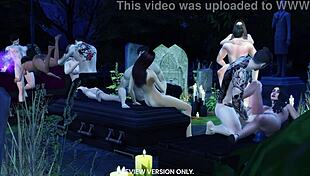 all souls day 3d hentai preview with pussy licking and gangbang