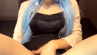 Mysterious Blue-Haired Crossdressing Girl Masturbates In Private Video