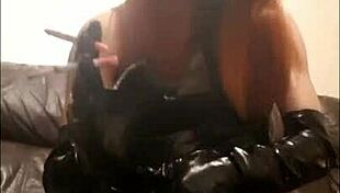 T-Girl In Pvc Enjoys Two Cigarettes