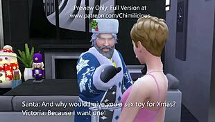 Santa contrasts naughty fucking with a bent-over teen in hentai style.