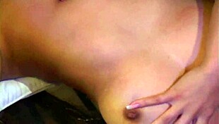 Dirty Asian Brunette in Stockings Takes White Cock Standing Up