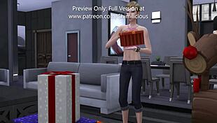 Santa contrasts naughty fucking with a bent-over teen in hentai style.