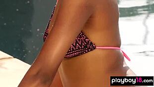 By the pool out comes all of ebony beauty