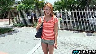 Tiny redhead Daisy Dalton gets drilled hardcore in car
