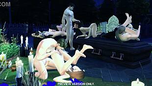 all souls day 3d hentai preview with pussy licking and gangbang