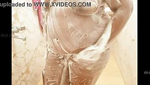 Bengali wife takes a steamy bath, showing off her big tits!