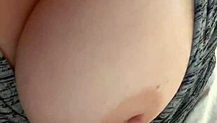 playing with my wife's amazing natural 42f tits while oiled up