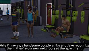 Owen and Jake fuck the new neighbor couple in this gym group foursome.