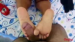 My Girlfriend Seduces Me With Shoes Red Socks Gives Footjob Until Cum Bent Over Monster Cock Pov