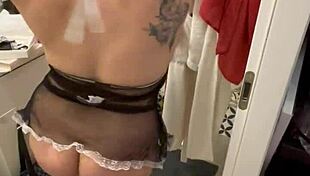 Alina Modelista Wearing A New Penthouse Sexy Maid Dress for a Photoshoot