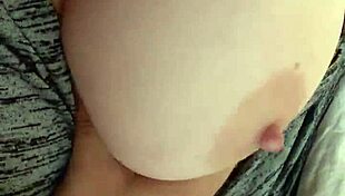 playing with my wife's amazing natural 42f tits while oiled up