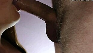 She gives a gentle slow blowjob to her lover in the bedroom