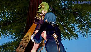 Shenhe, Collei, And Xingqiu Share Passionate Creampie In Genshin Impact Hentai.