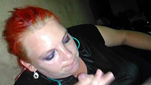 i'm givin a blow job to this redhed in realty with suckin and handjob