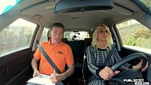 busty milf publicly riding driving instructor
